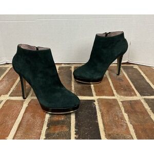Vince Camuto Green Suede Ankle Booties Women's 7 Platform Pumps Gold Stud Heels‎